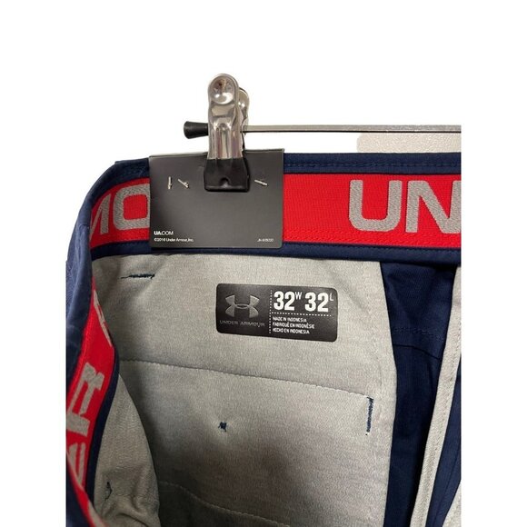 NWT UNDER ARMOUR UA Performance Chino Tapered Leg Pants Stretch Blue Size 32x32 - Picture 3 of 8